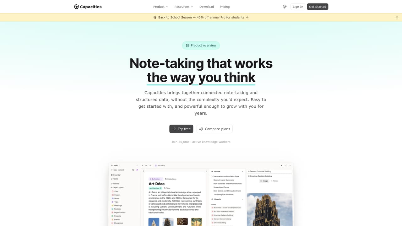 Capacities — Read the product tour for deeper features