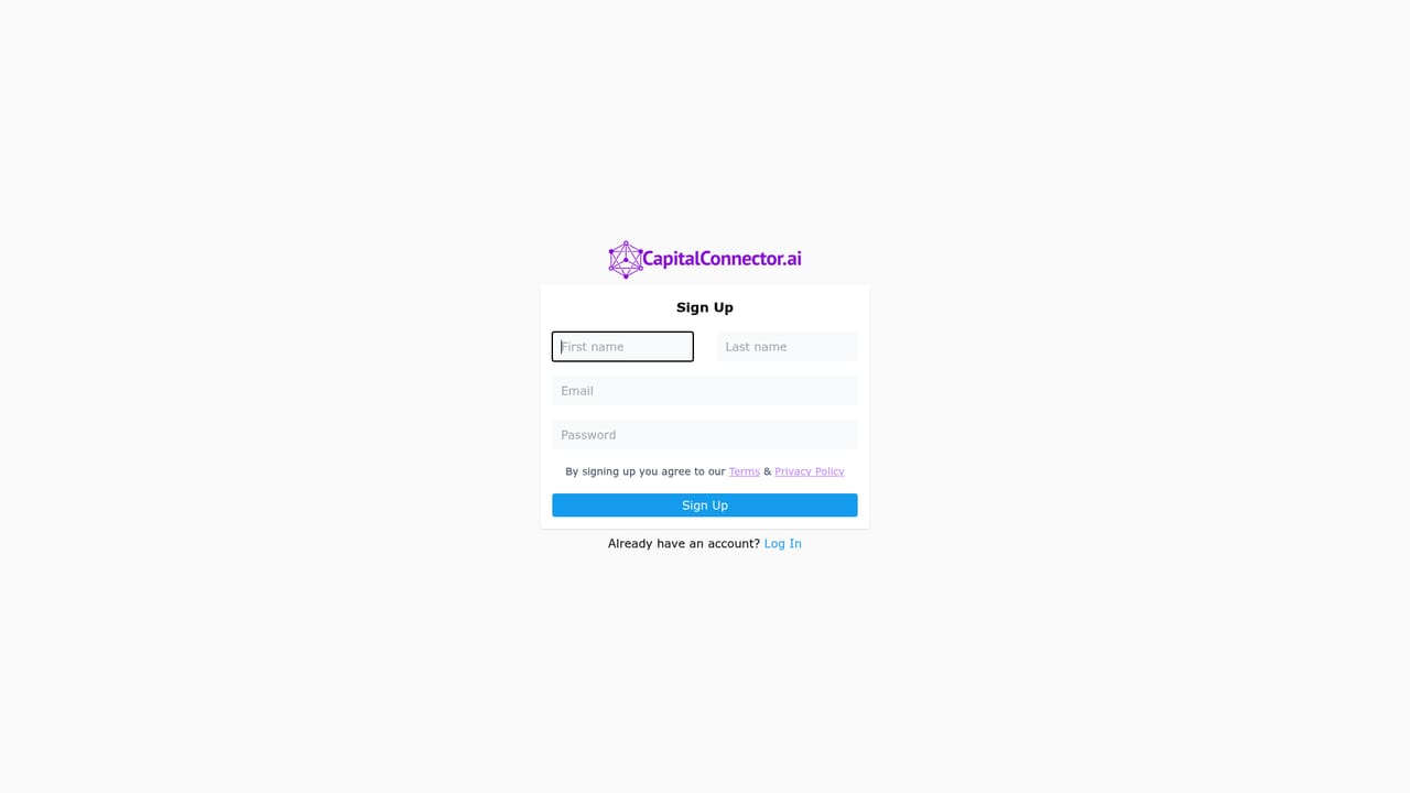 CapitalConnector — Create an account and open the app