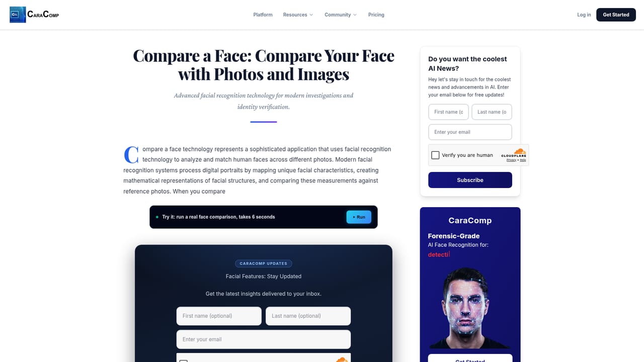 CaraComp — Run the comparison