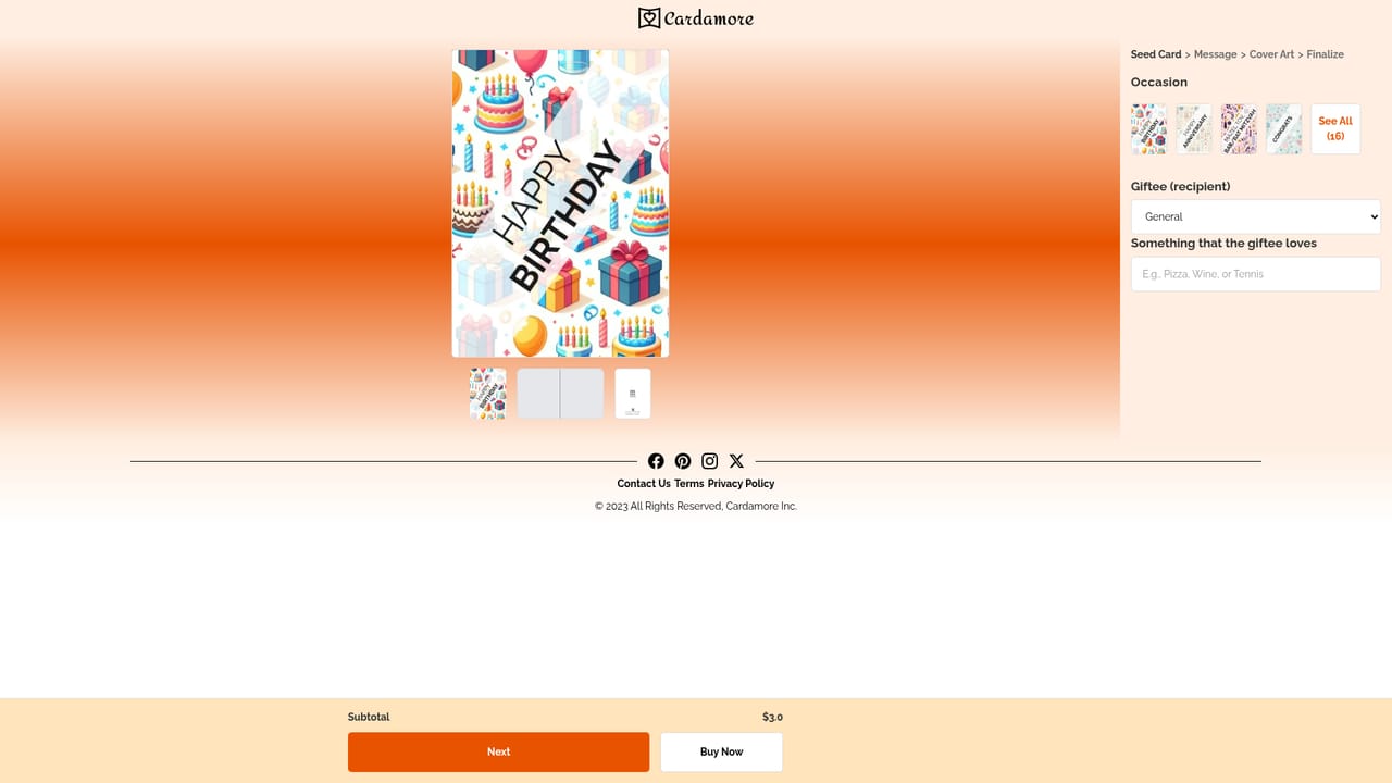 Cardamore — Open the custom greeting card product page