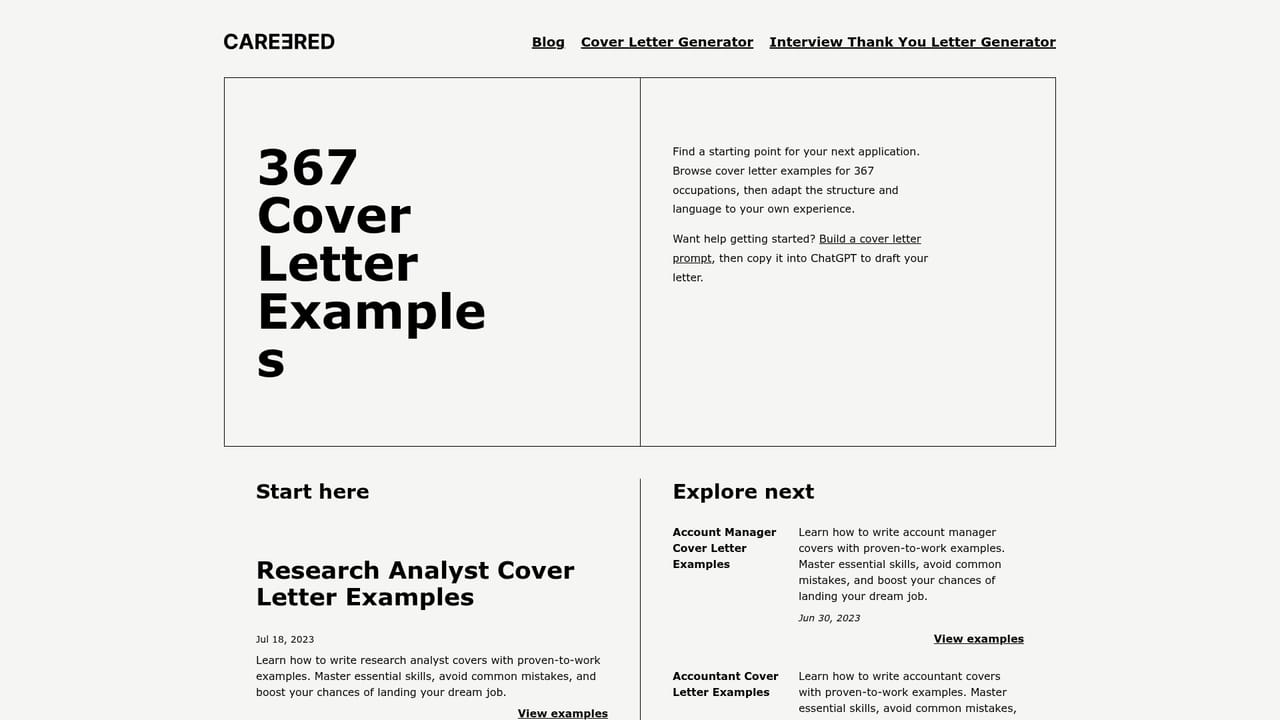 Careered — Check an example in your field first
