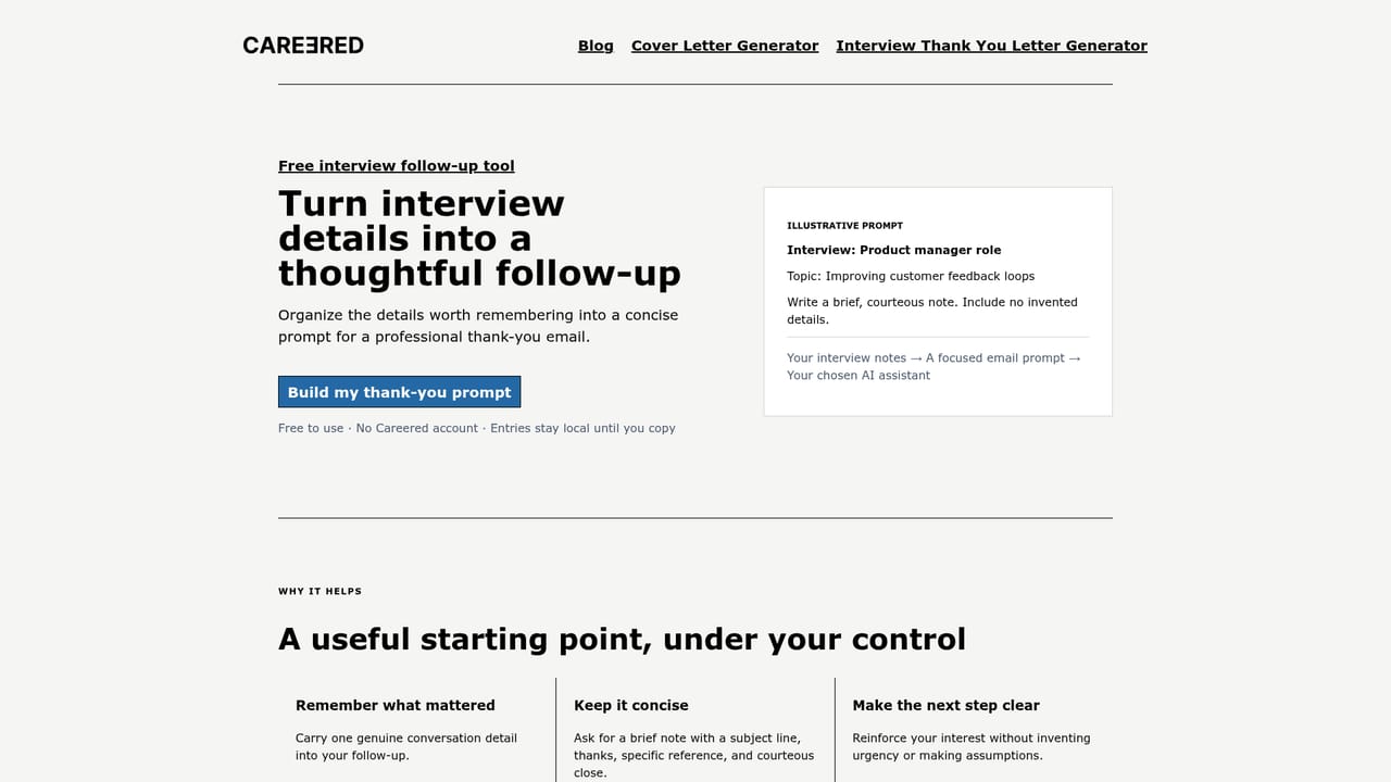 Careered — Write a thank-you note after the interview