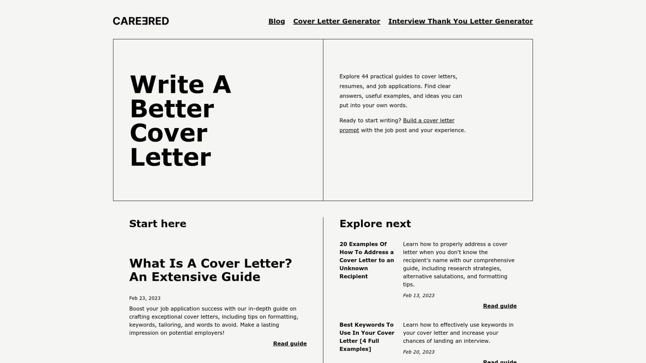 Careered — Read the guides for structure and phrasing