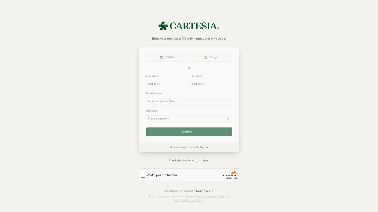 Cartesia Sonic-3 — Create a Cartesia account