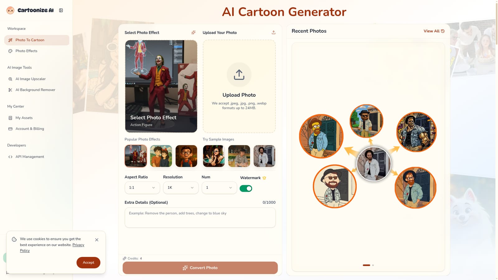 Cartoonize AI — Upload a clear photo