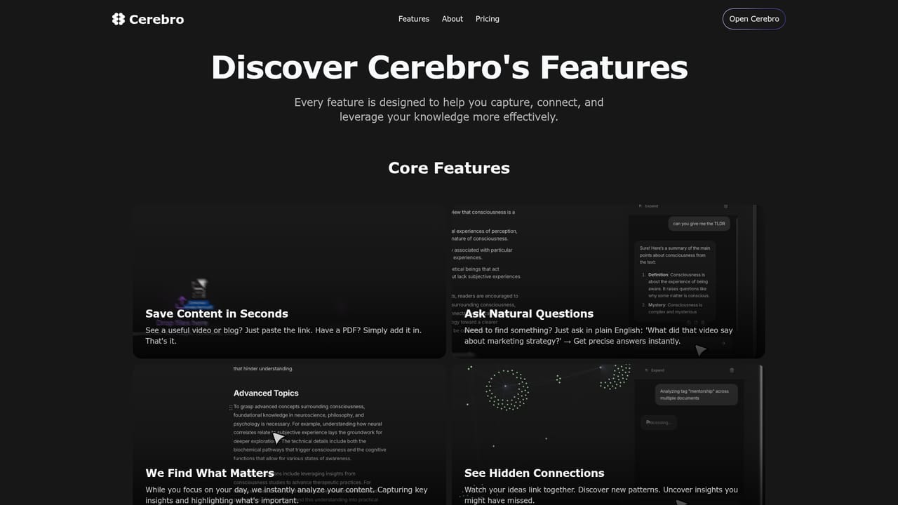 Cerebro — Review what Cerebro offers