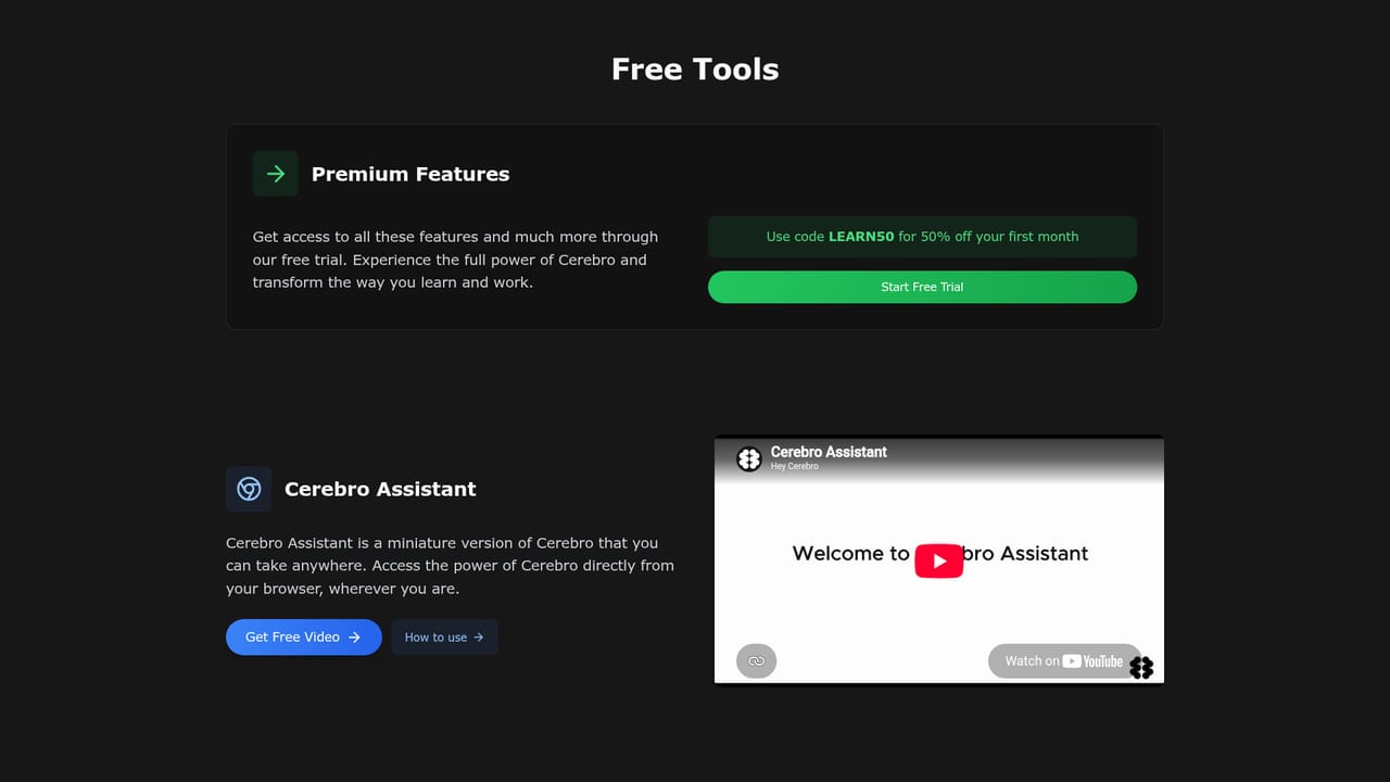 Cerebro — Try the free tools first