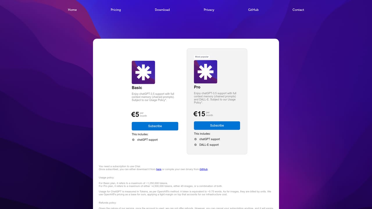 ChaiBar — Check the pricing page