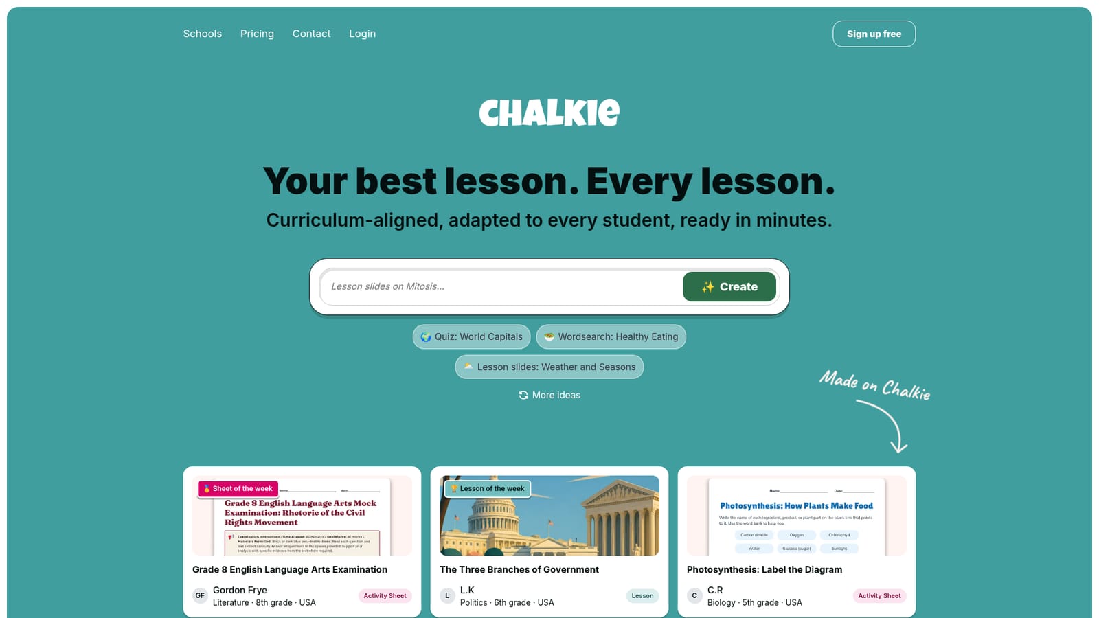 Chalkie AI — Start from a topic or your own material
