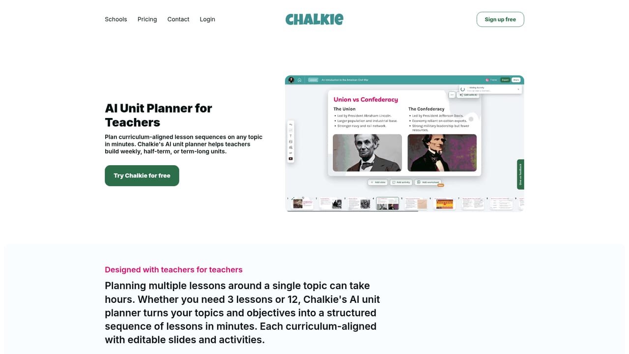 Chalkie AI — Build a full unit sequence