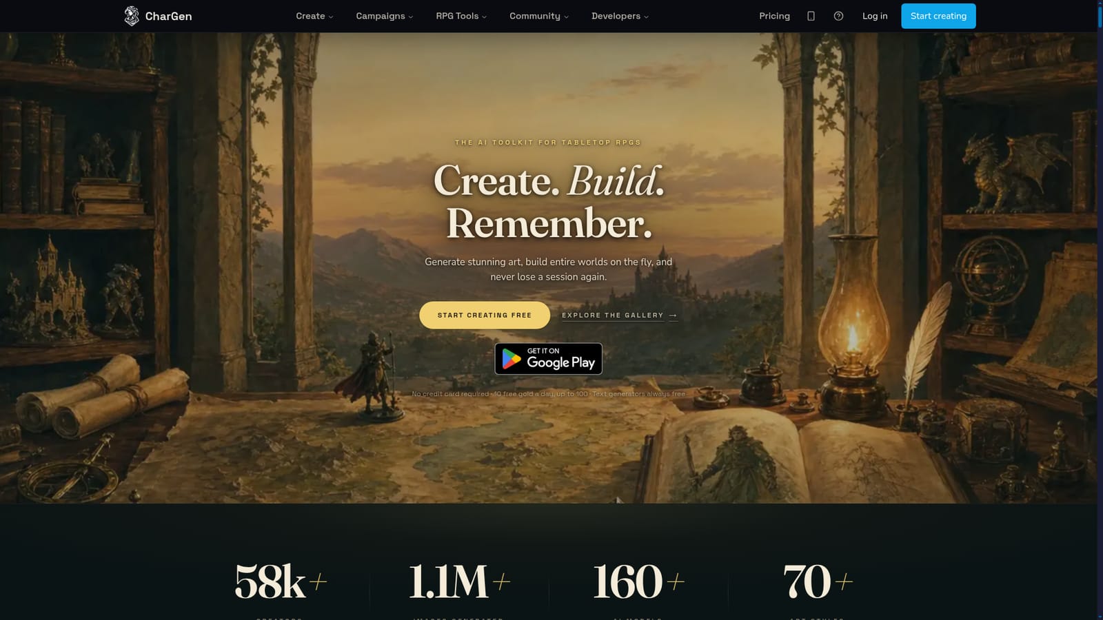 CharGen — Create a free account