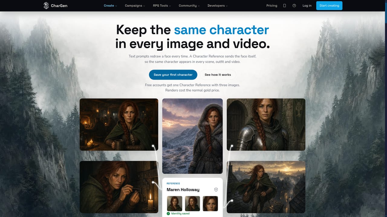 CharGen — Lock the face with a character reference