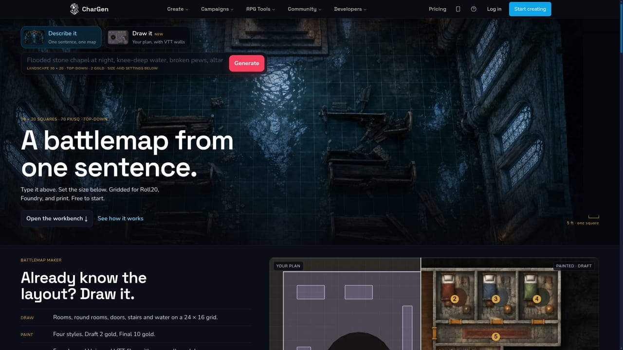 CharGen — Generate a battlemap or miniature