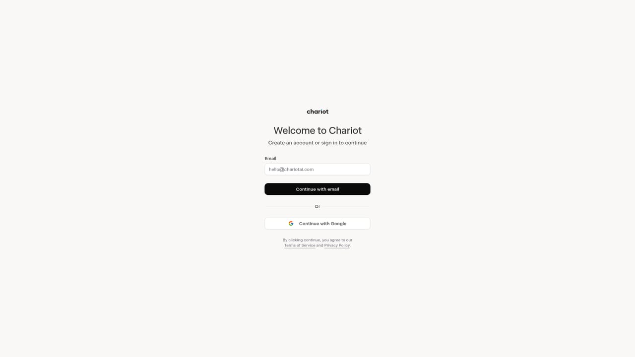 Chariotai — Describe your website in the chat