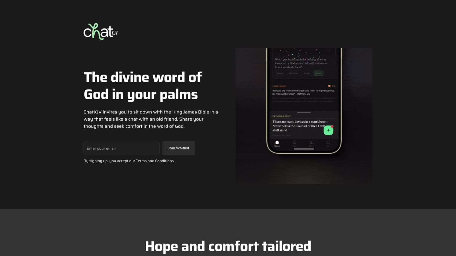 Chat KJV — Read the homepage framing