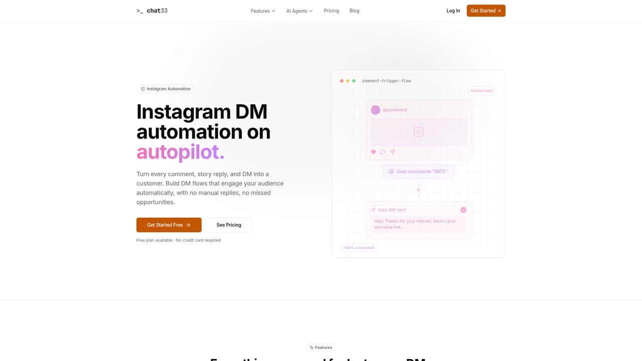 Chat33 — Connect Instagram or Facebook