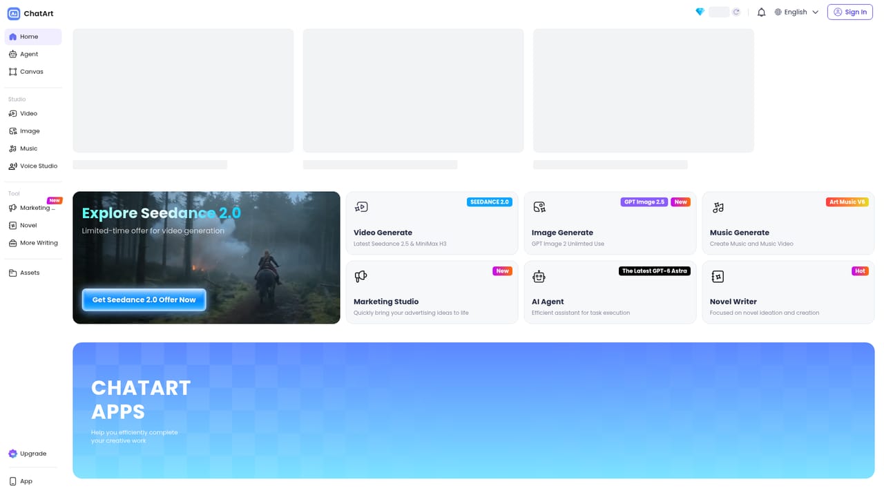 ChatArtPro — Create your account and open the workspace