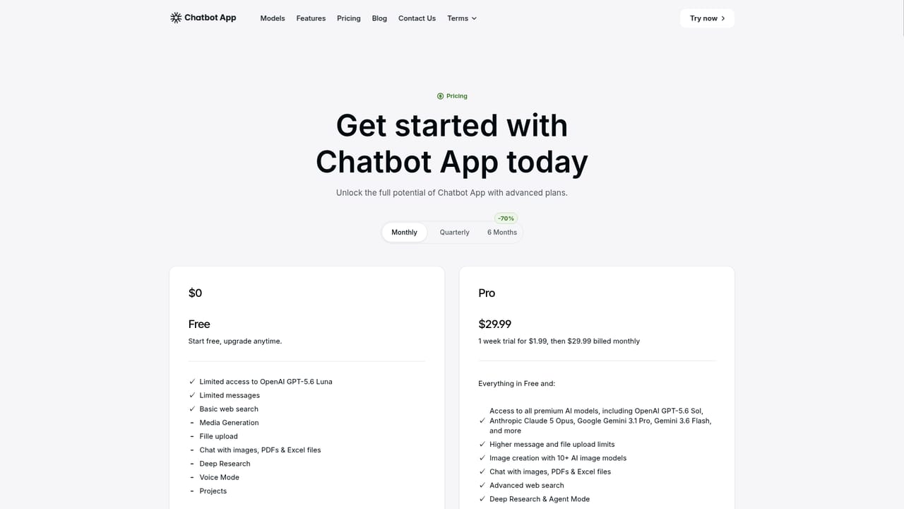 Chatbot App — Review plan limits before upgrading