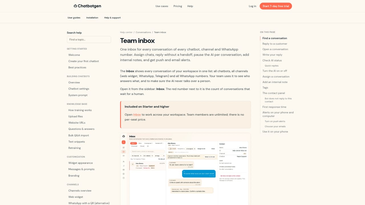 ChatbotGen — Work leads from the team inbox