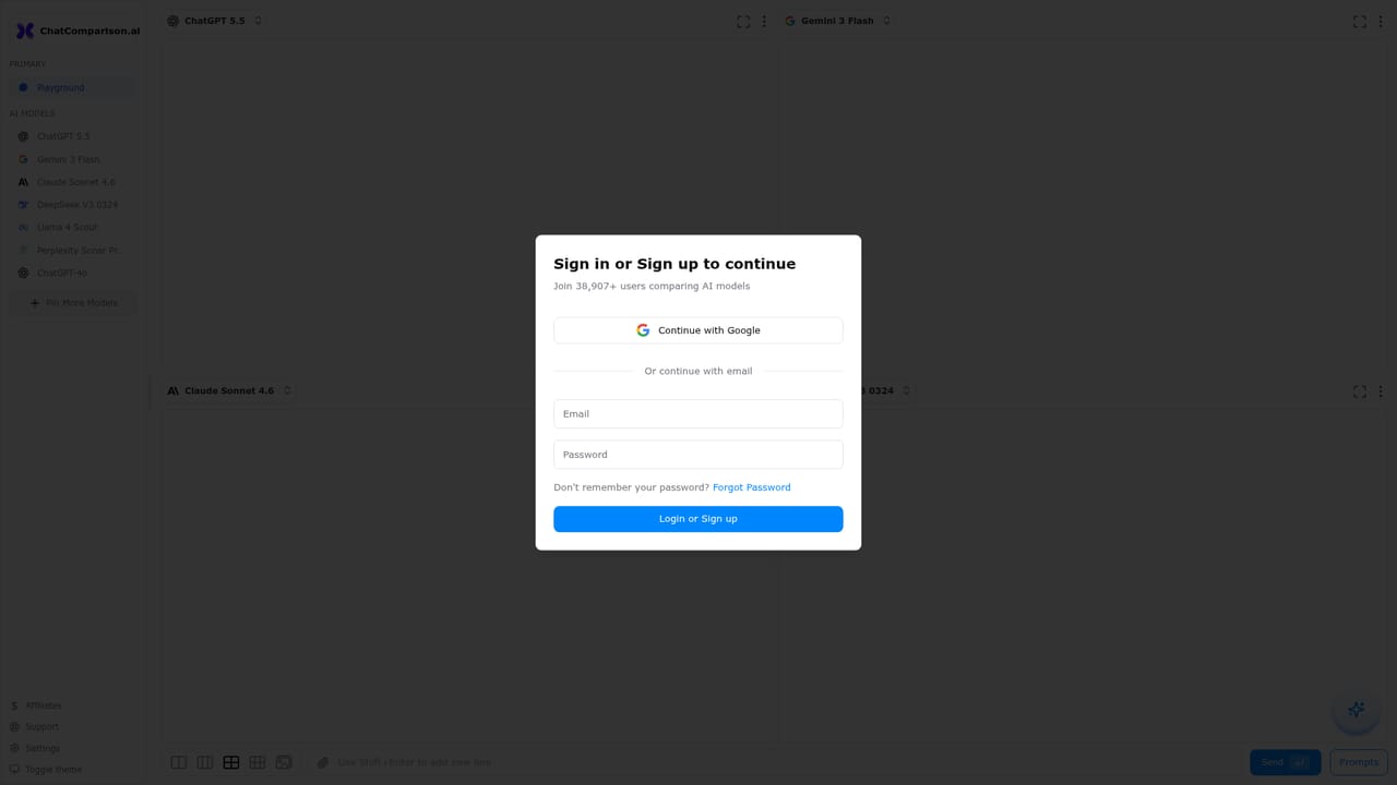 ChatComparison AI — Open the comparison workspace