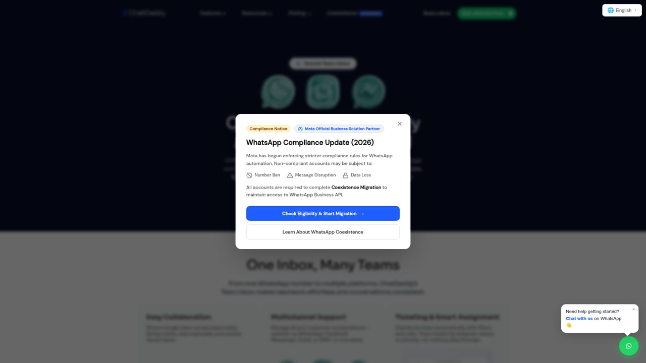 ChatDaddy — Set up the shared team inbox