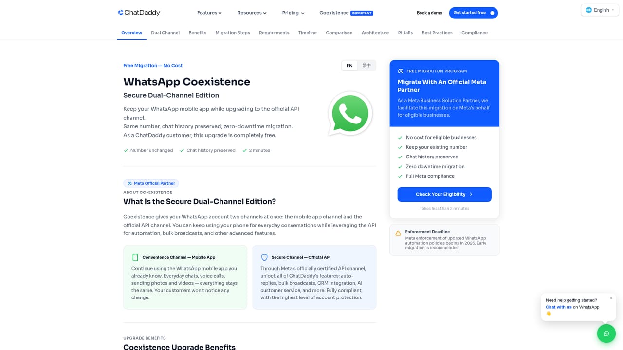 ChatDaddy — Complete WhatsApp Coexistence Migration