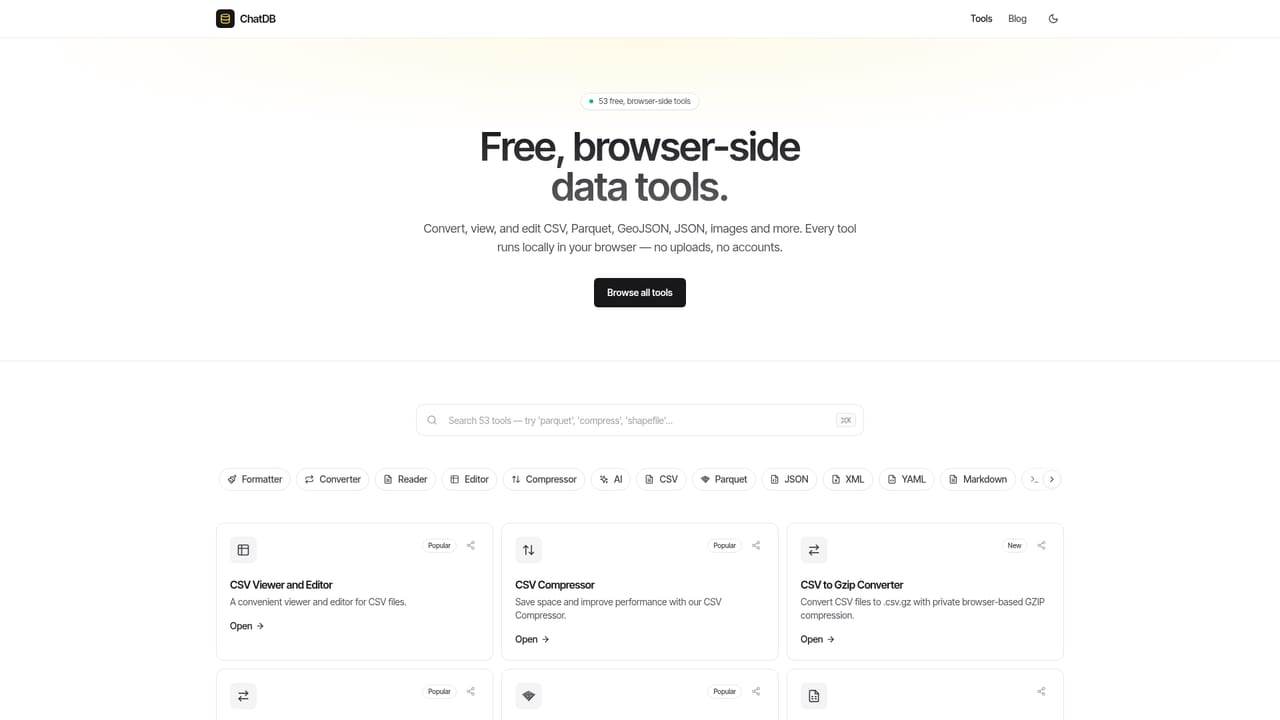 ChatDB — Browse the tool index