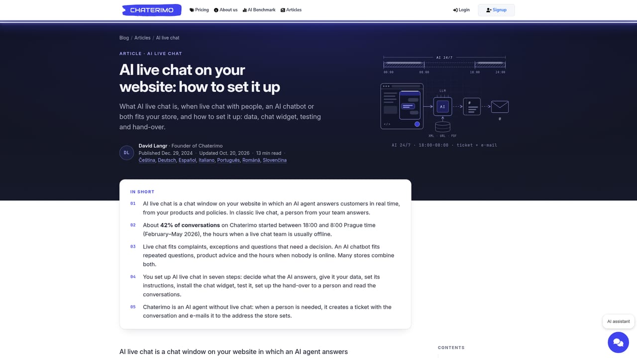 Chaterimo — Add the chat to your site