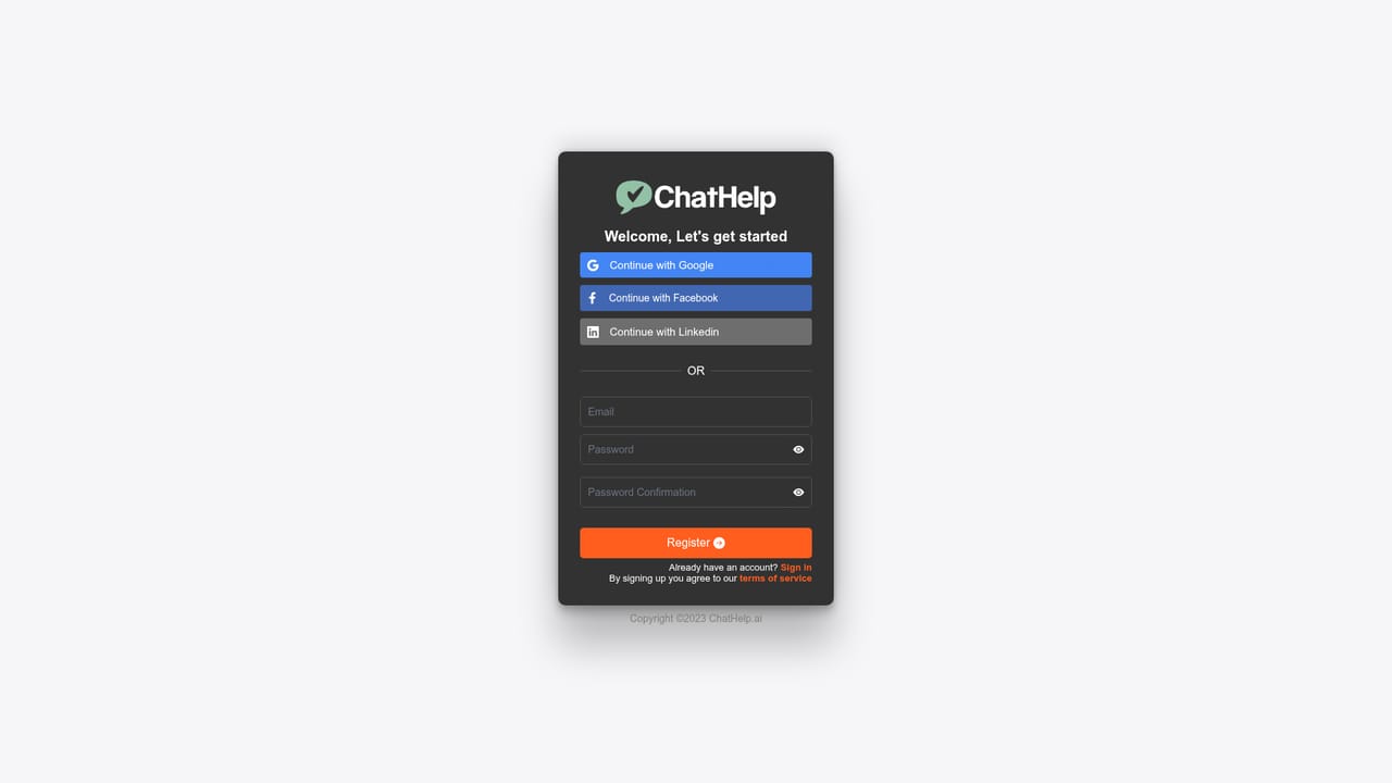 ChatHelp.ai — Create a free account