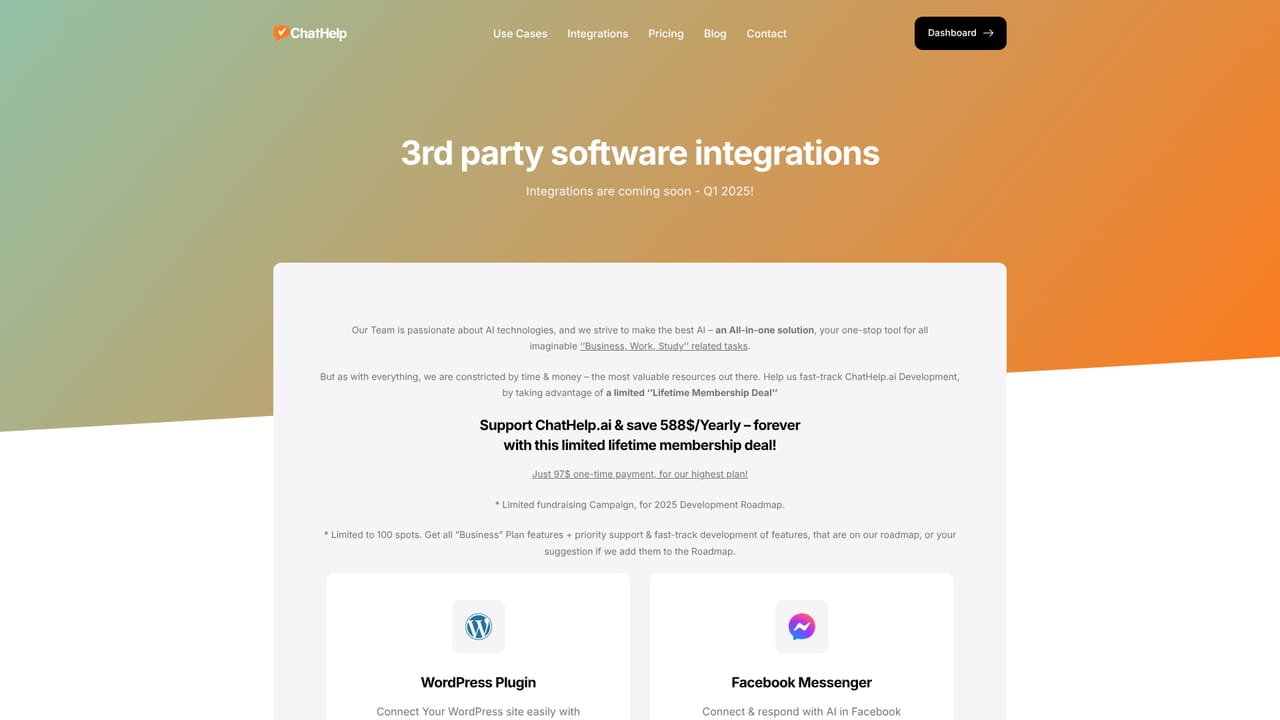 ChatHelp.ai — Plan your integrations