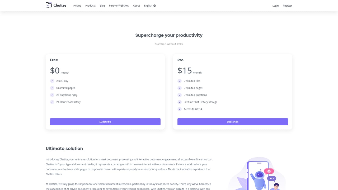 Chatize — Review pricing if you need more