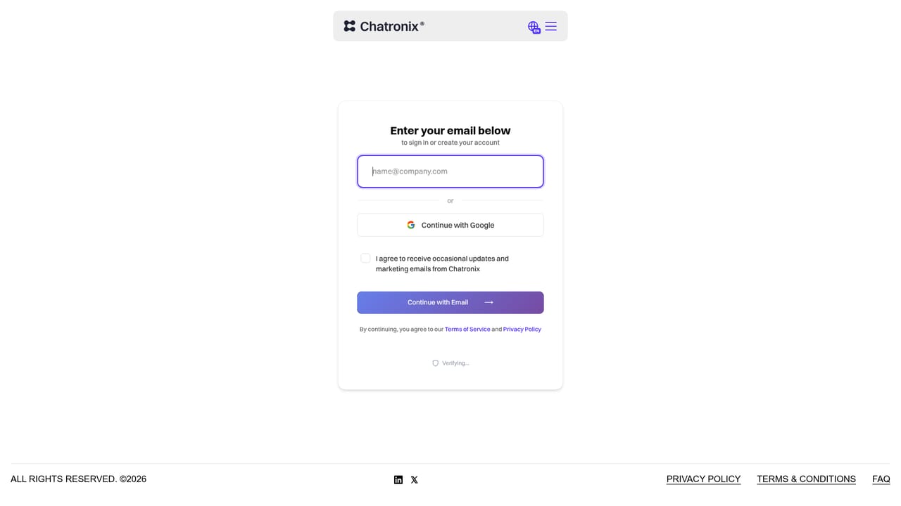 Chatronix AI — Create your account and claim the free requests