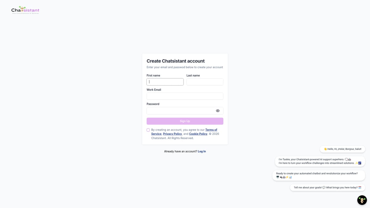 Chatsistant — Create your Chatsistant account