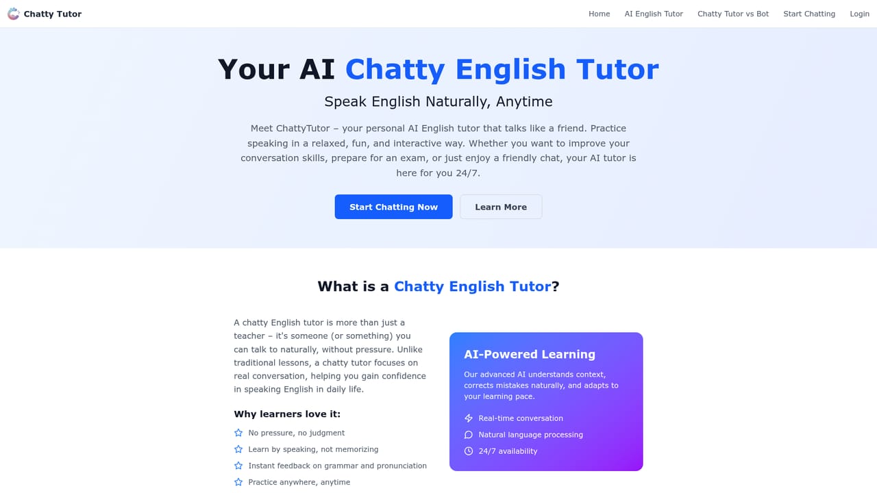 Chatty Tutor — Open the tutor and read the practice overview