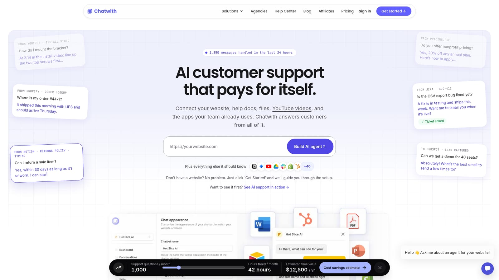 Chatwith — Enter your website URL