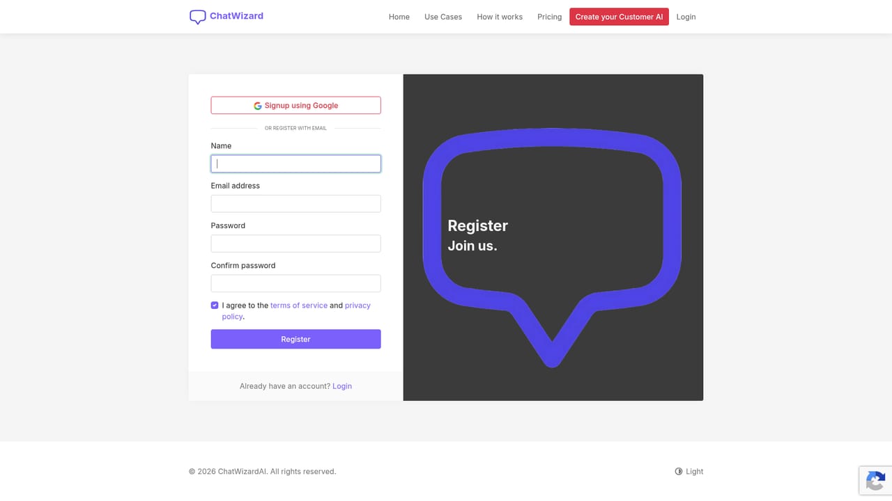 ChatWizard — Create your account