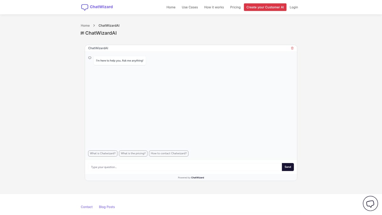 ChatWizard — Test the bot in the live demo