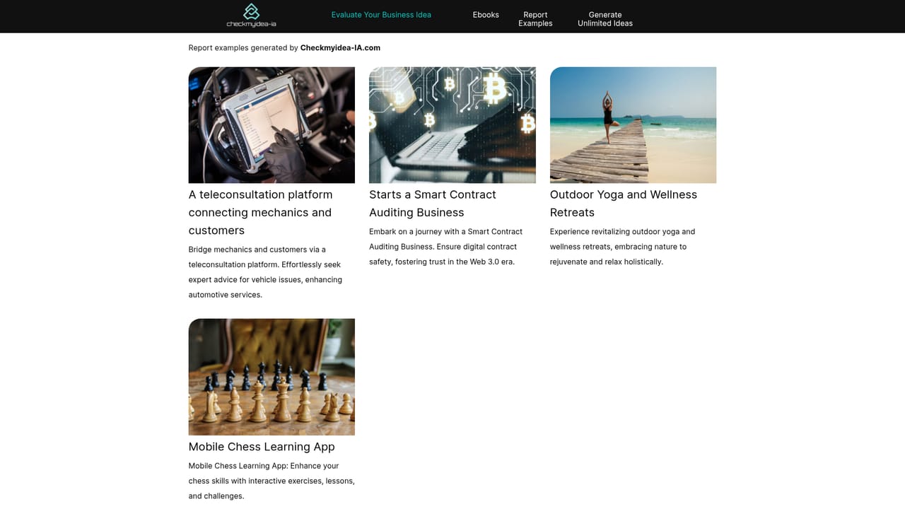 CheckMyIdea — Look at real report examples first