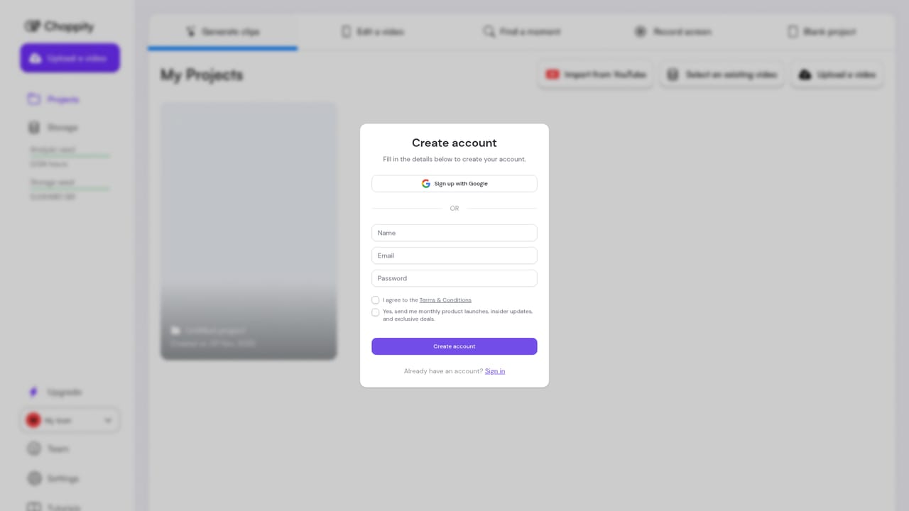 Choppity — Create a free account