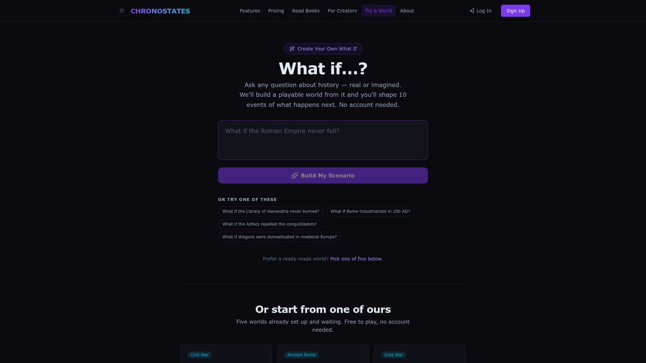 Chronostates — Run the free what-if demo