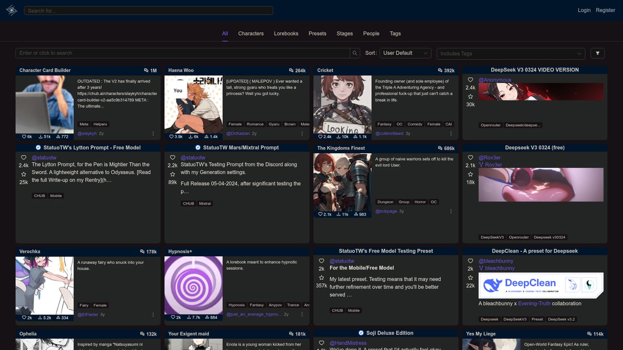chub.ai — Browse the catalogue without an account