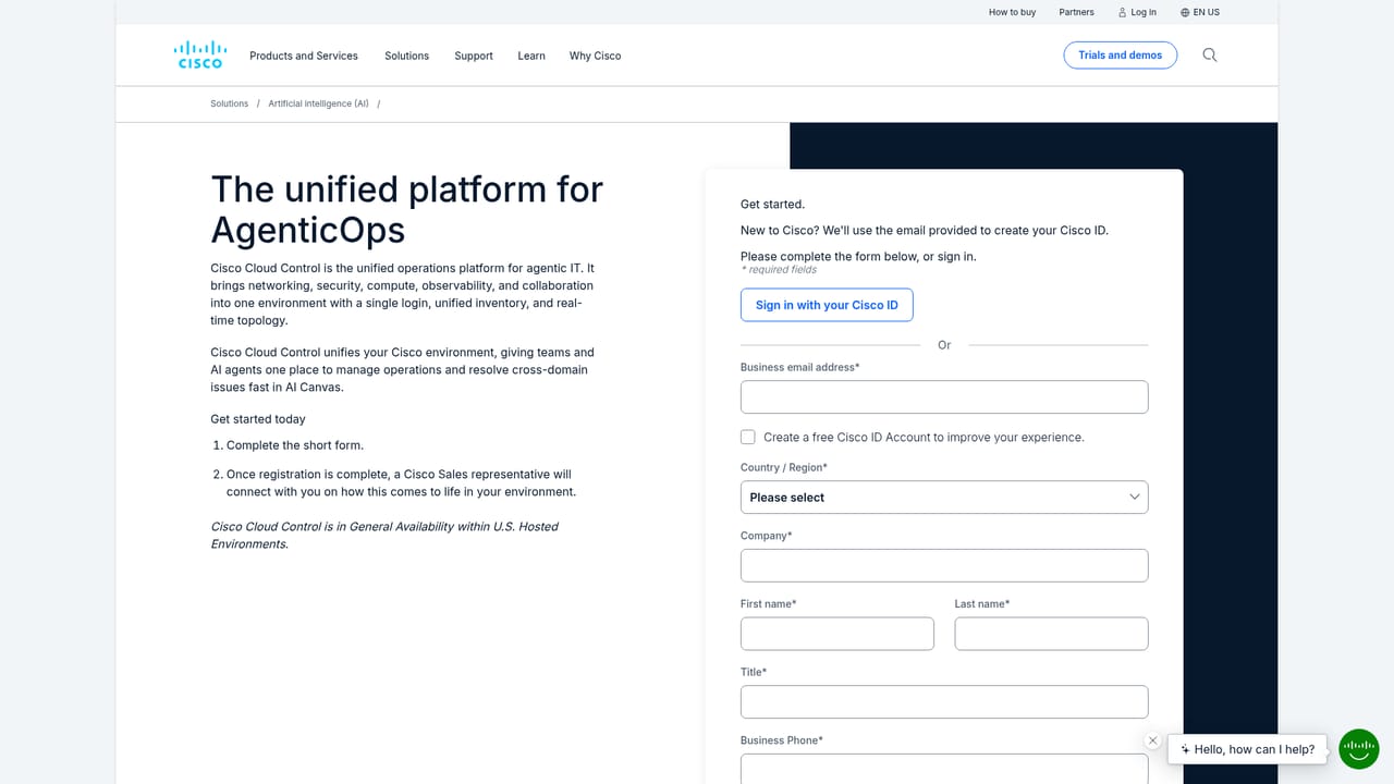 Cisco AI Canvas — Create a Cloud Control account