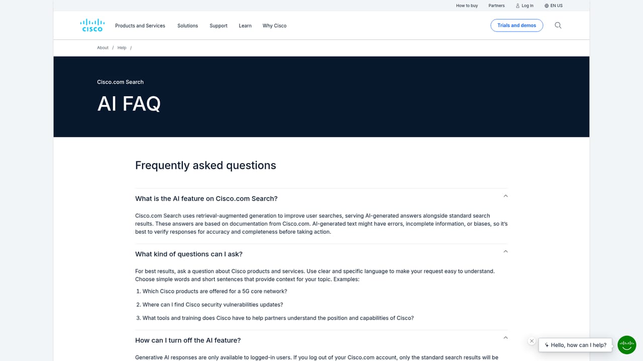 Cisco AI Canvas — Review the AI FAQ and policies