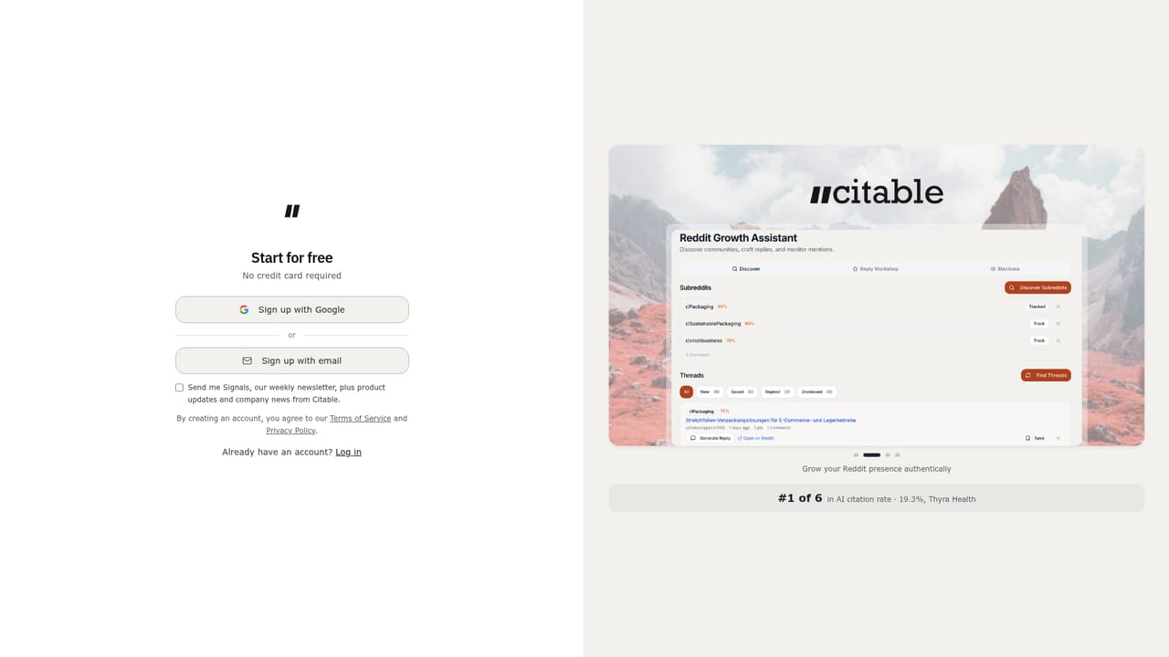 Citable — Create a free account