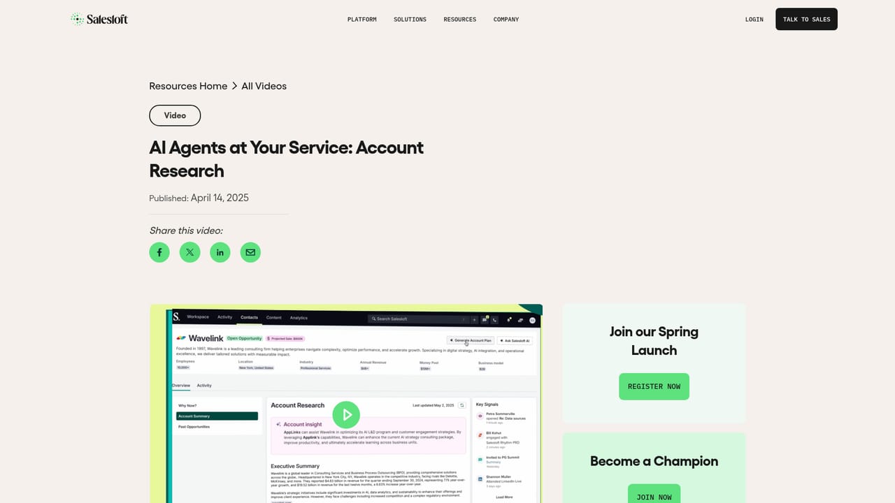 Clari Revenue AI Agents — Watch the account research agent in action