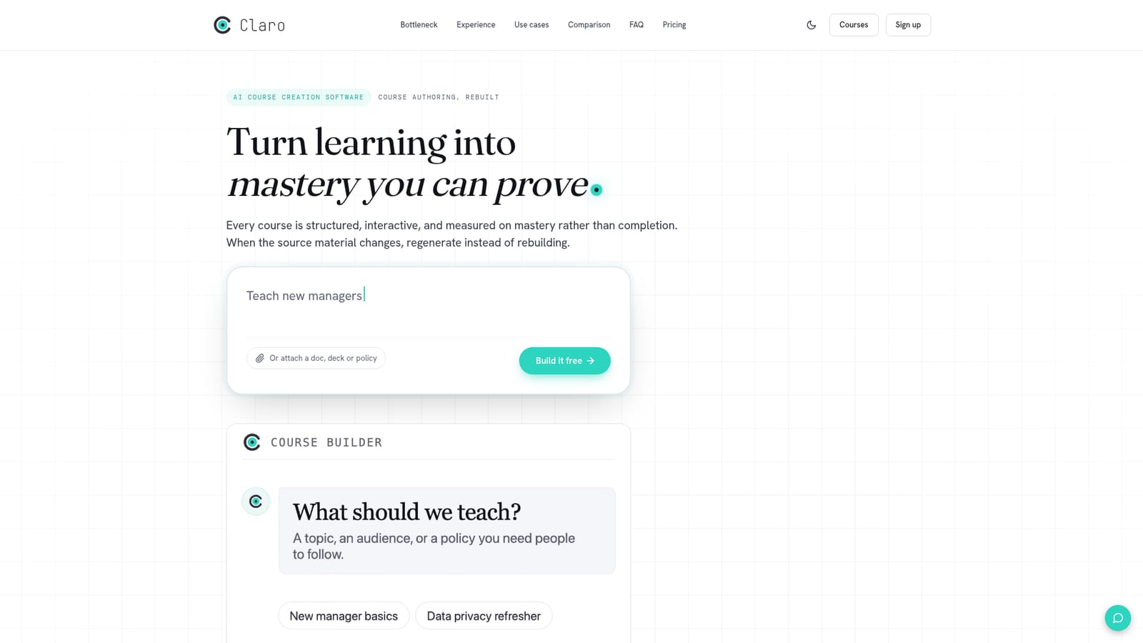 Claro AI — Enter a subject or attach a document