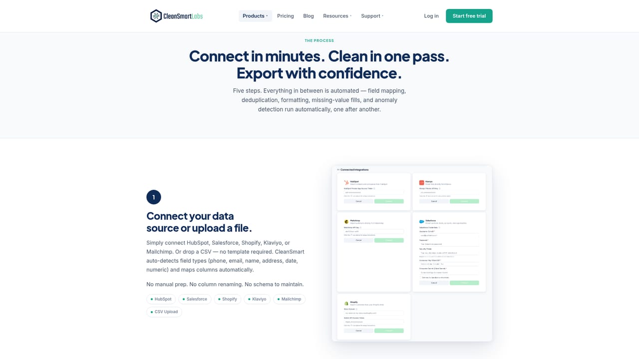 CleanSmart — Connect a CRM or upload a CSV