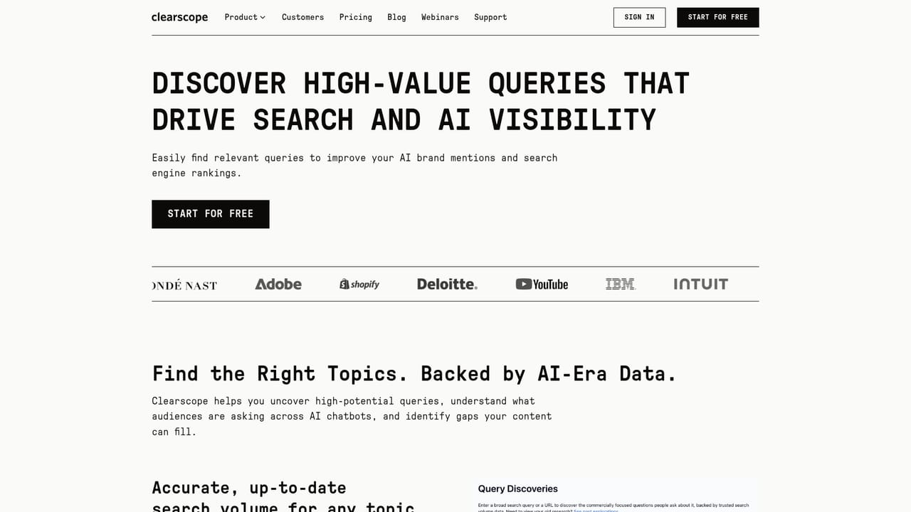 Clearscope — Run a query discovery search