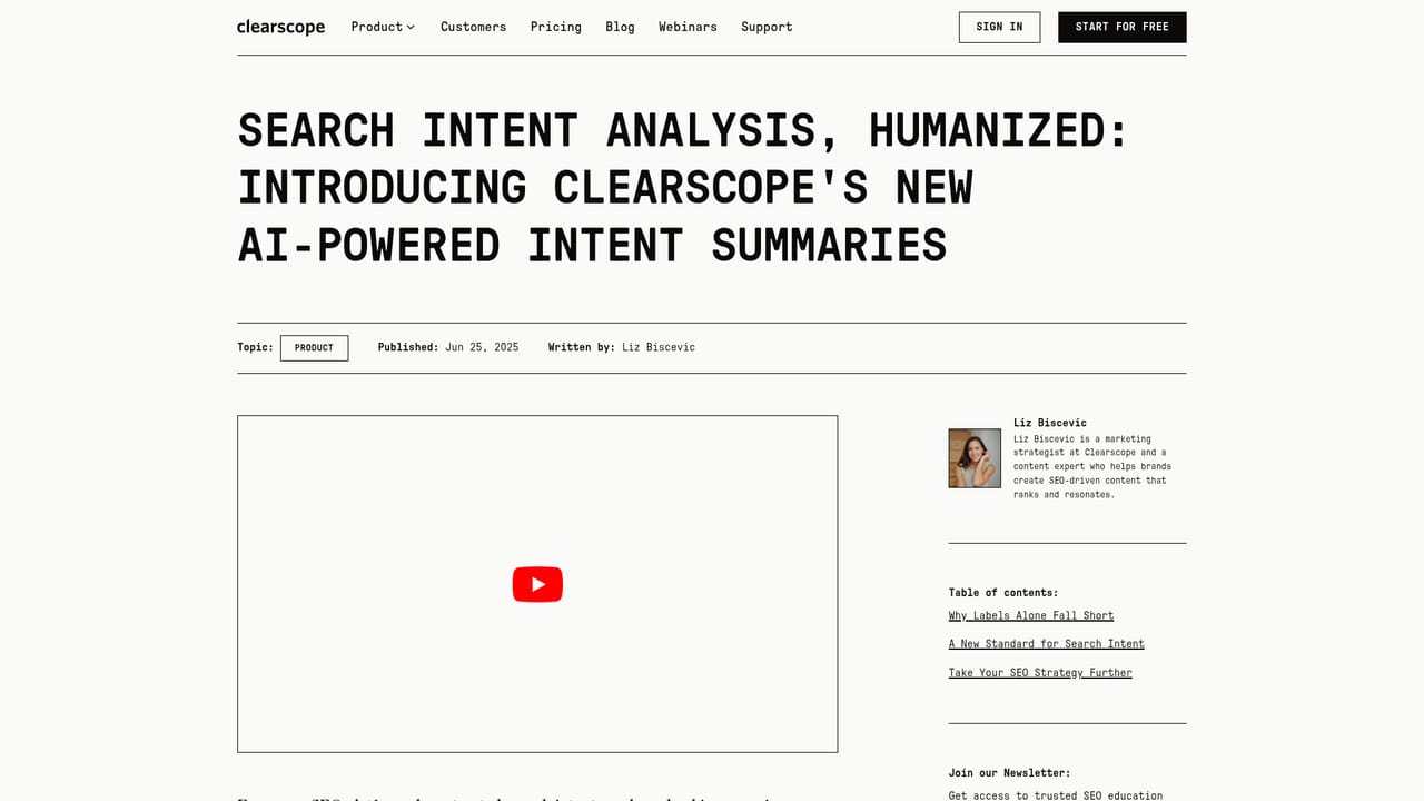 Clearscope — Read the search intent behind a query