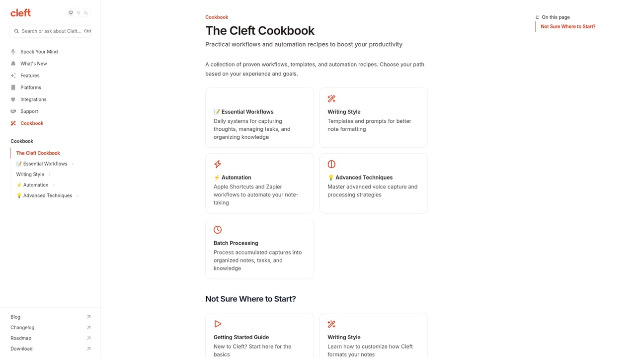 Cleft Notes — Pick an output style